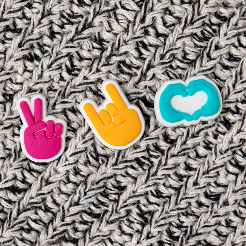 Beanie Charm Pack: Peace Sign, Rock On, Heart Hands