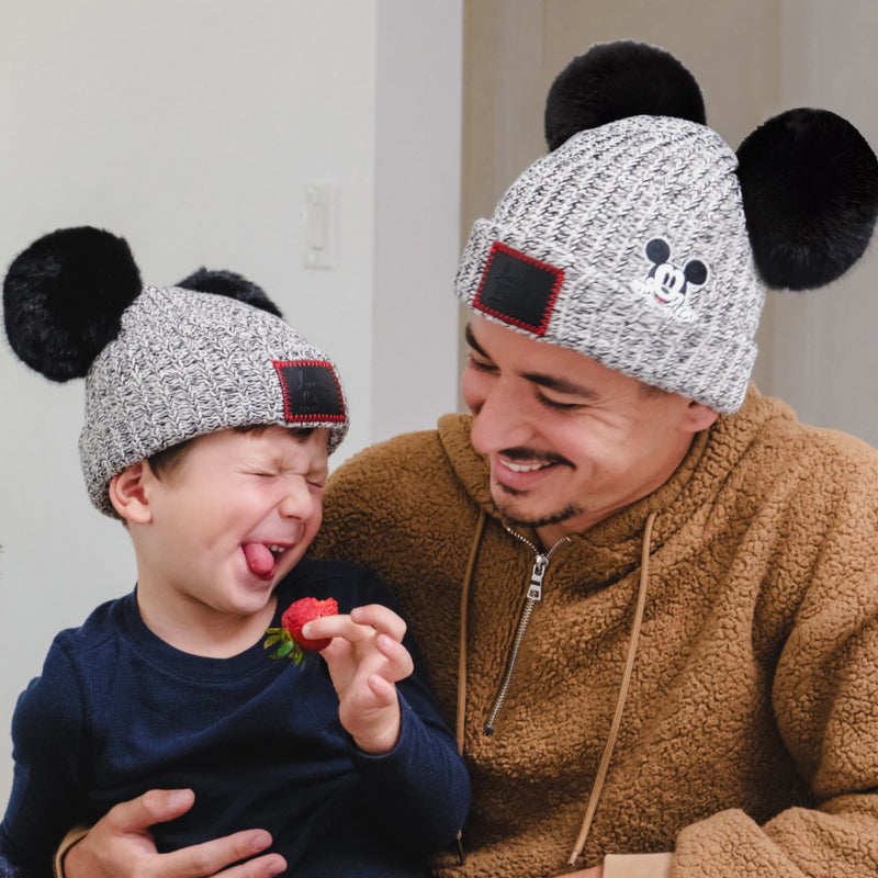 Mickey Mouse Black Speckled Double Pom Beanie