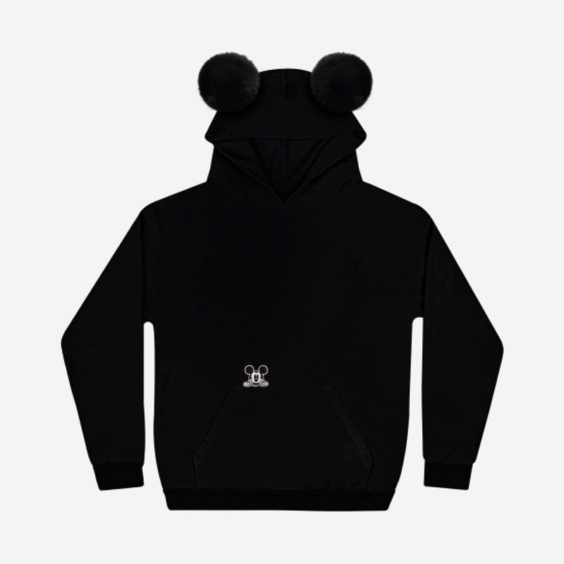 Mickey Mouse Black Hoodie with Pom Ears