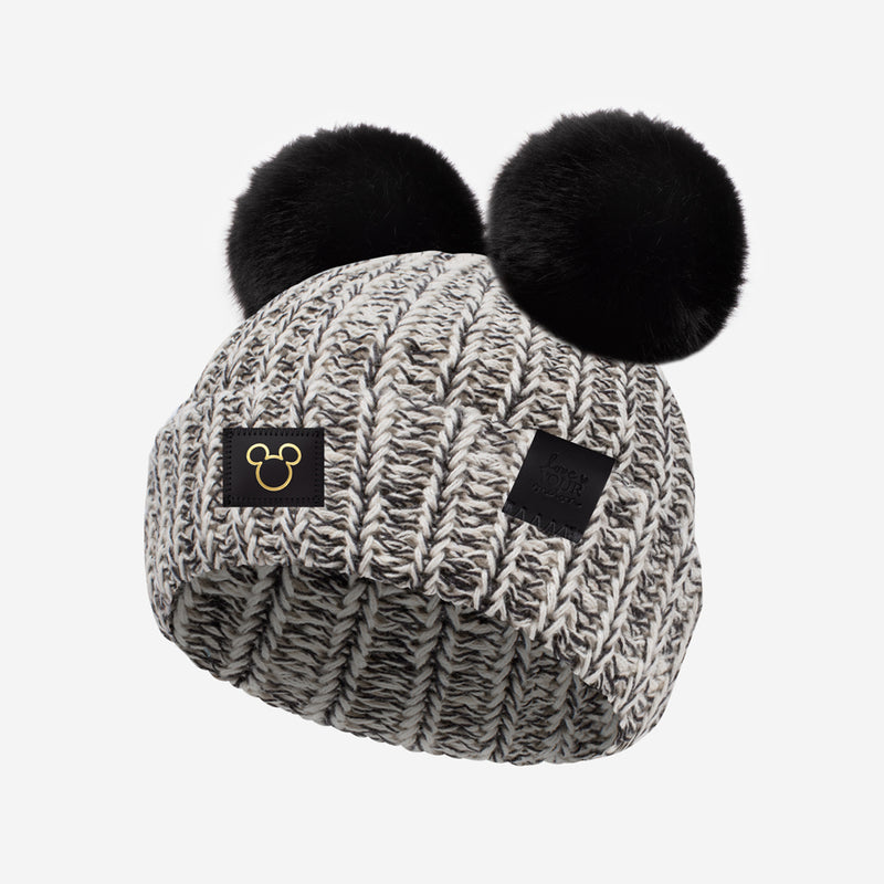 Disney's Mickey Mouse Toddler Black Speckled Double Pom Beanie