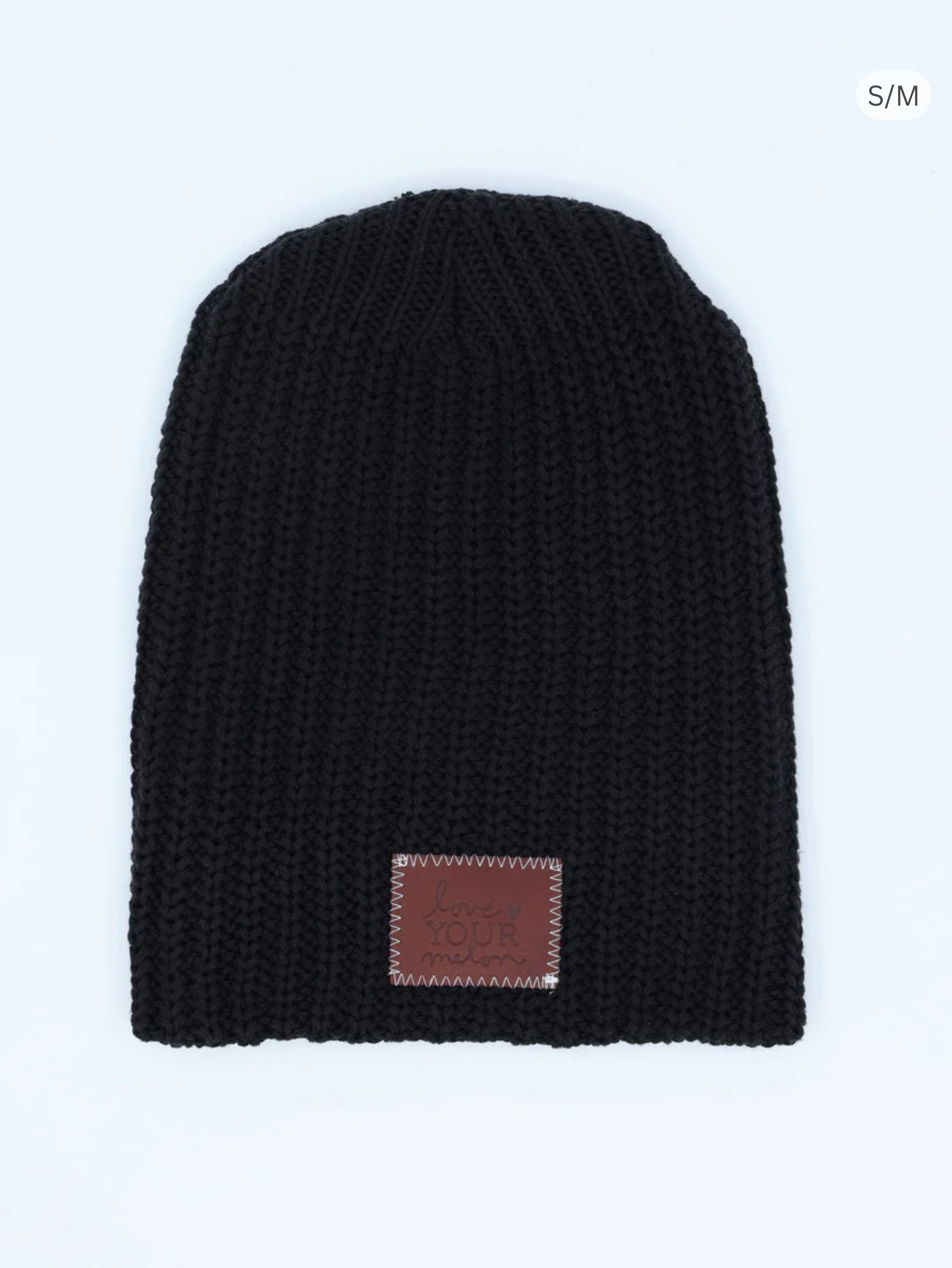 Love Your Melon Black & White Knit Couples, Twins, Besties Beanie Set LIKE NEW Burgundy_Natural_Pom_Sizing-  main image 2