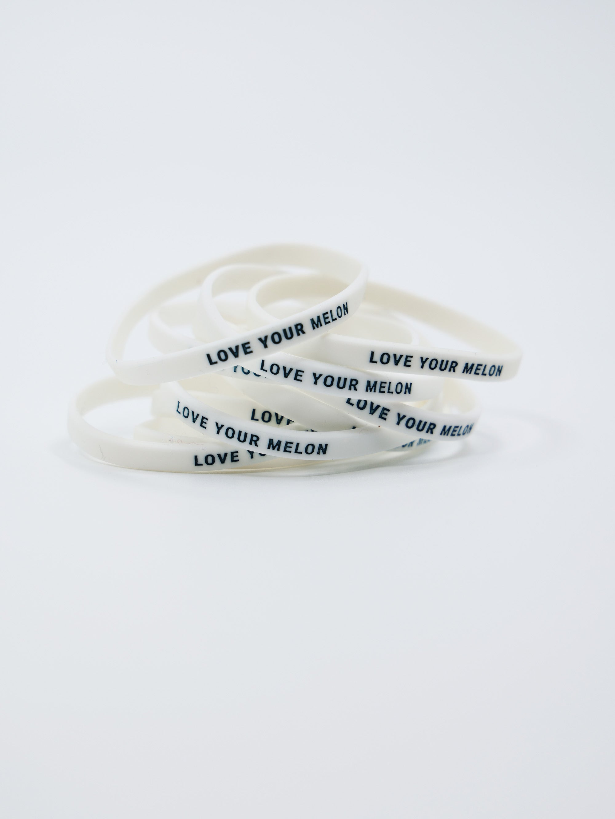 White Wristband w/ Navy Block Logo (10 Pack)
