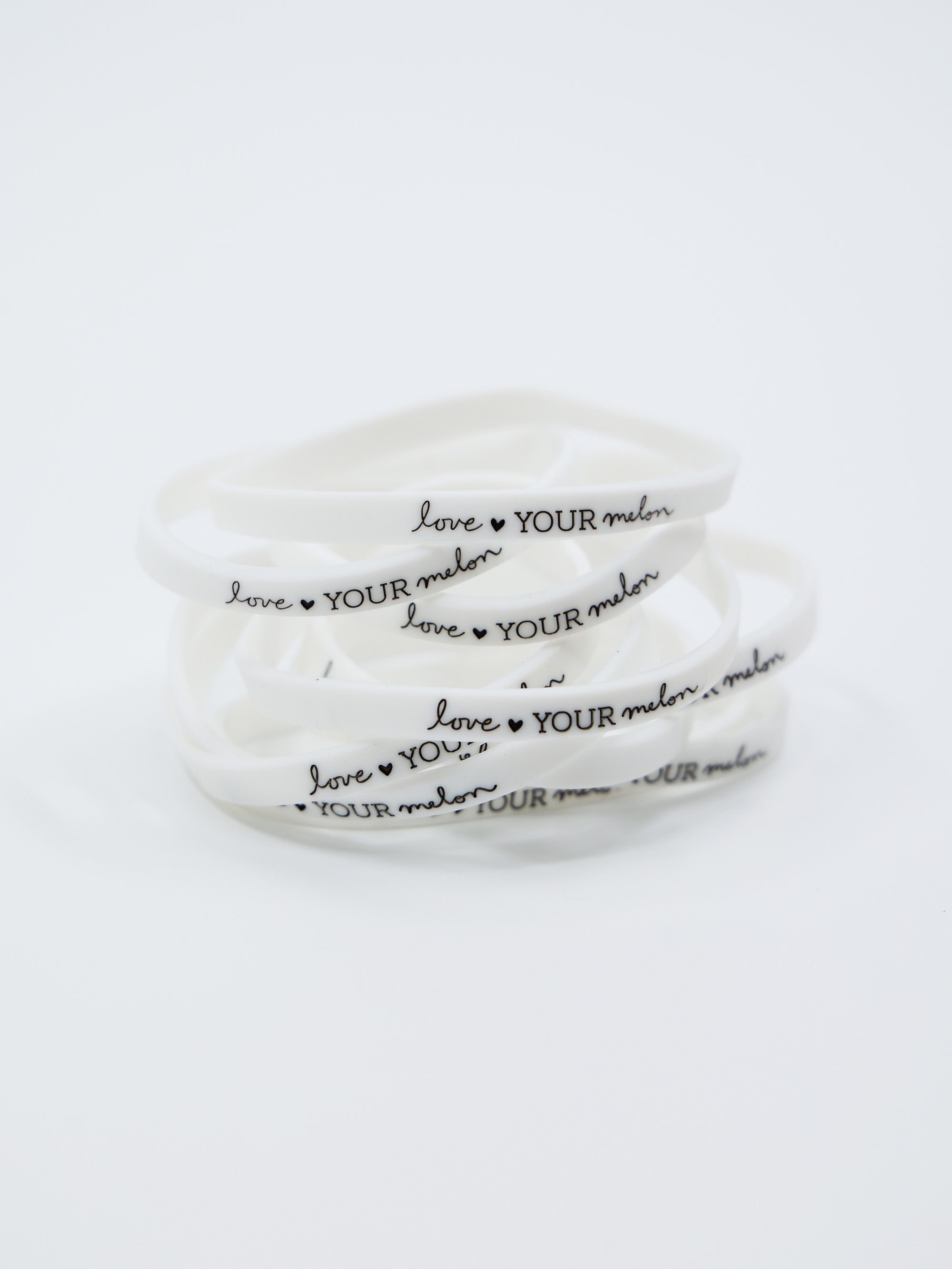 White Wristband w/ Black Classic Logo (10 Pack)