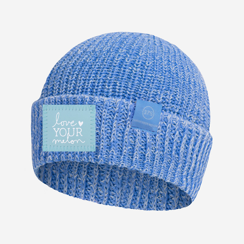 Soft Blue and White Speckled 37.5 Lightweight Cuffed Beanie