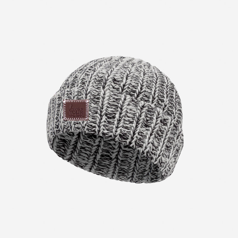 Baby Black Speckled Cuffed Beanie