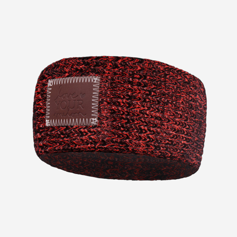 Black and Red Speckled Knit Headband