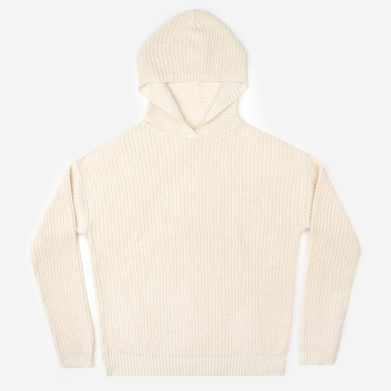 White Speckled Knit Hoodie