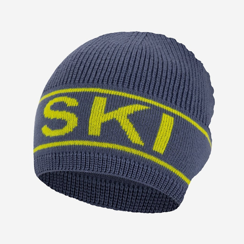 Light Charcoal and Chartreuse Ski Beanie