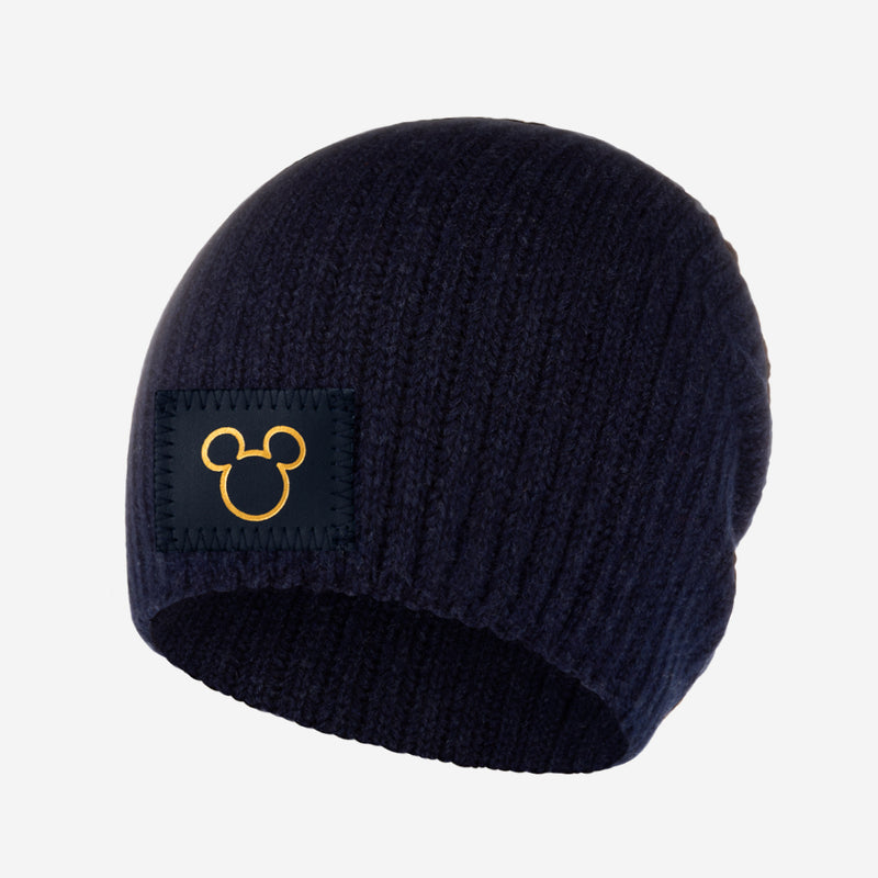 Mickey Mouse Outline Gold Foil Navy Cashmere Beanie