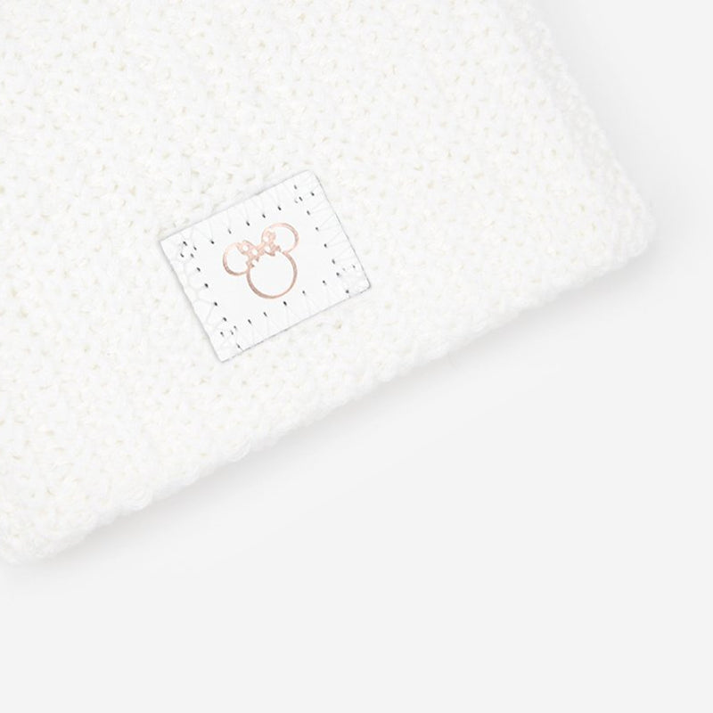 Minnie Mouse Baby Rose Gold Foil White Beanie