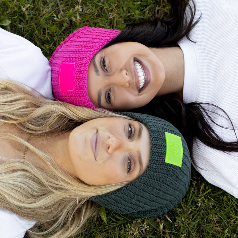 Neon Pink Jelly Patch Beanie