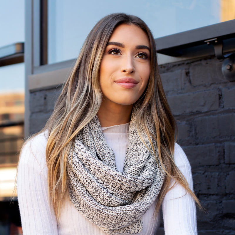 Black Speckled Infinity Scarf