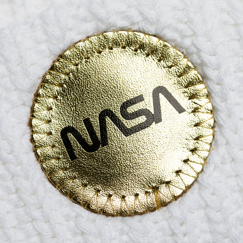 NASA White Pom Beanie