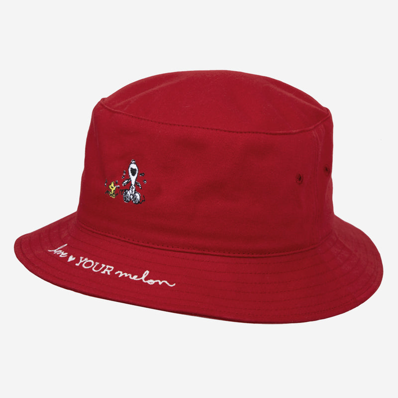 Snoopy and Woodstock Laughing Red Bucket Hat