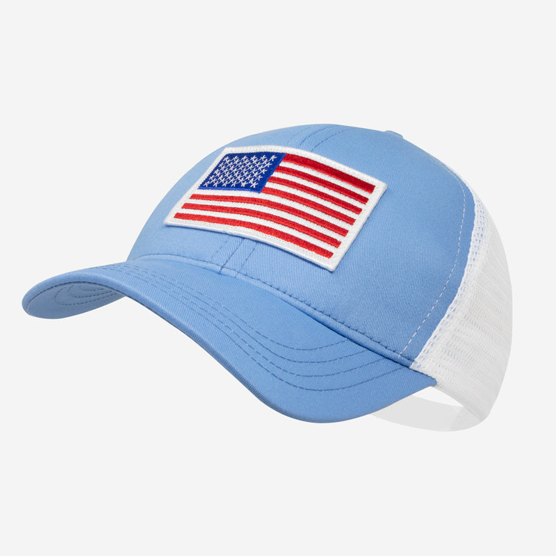 Light Blue American Flag Mesh Cap