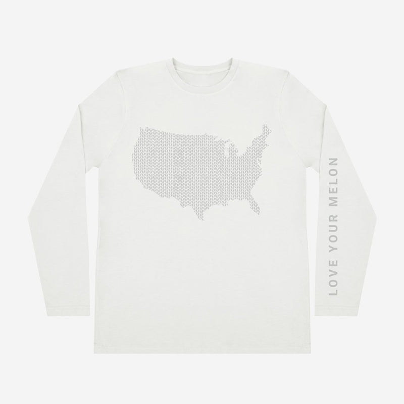 White Knit USA Long Sleeve Shirt