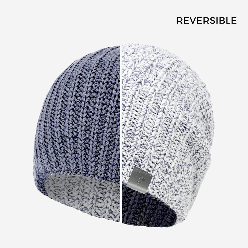Light Charcoal and White Reversible Beanie