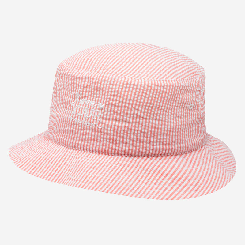 Coral Seersucker Bucket Hat