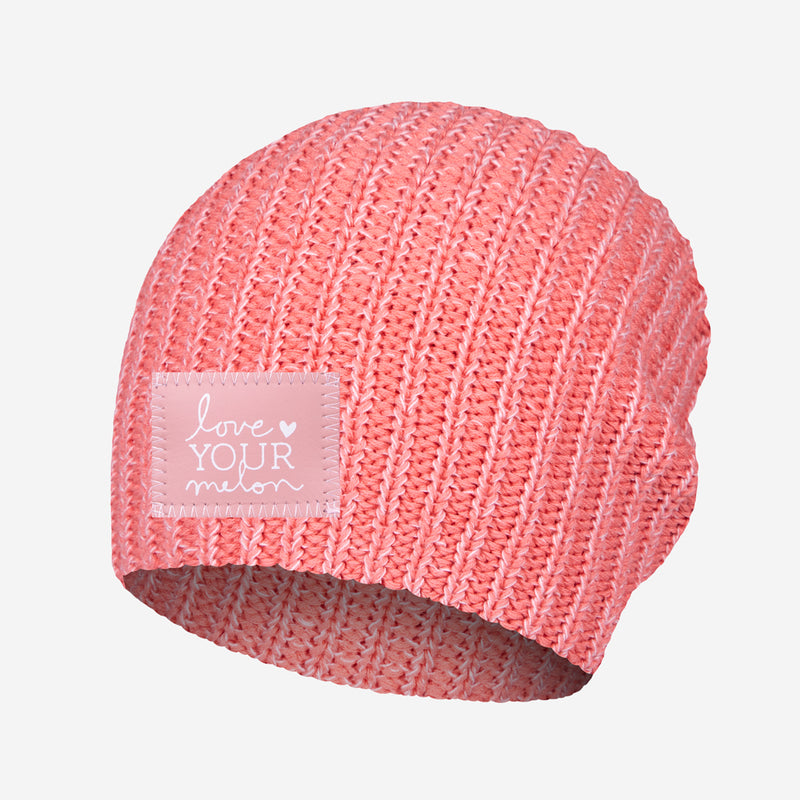 Pink Salmon and White Speckled Beanie