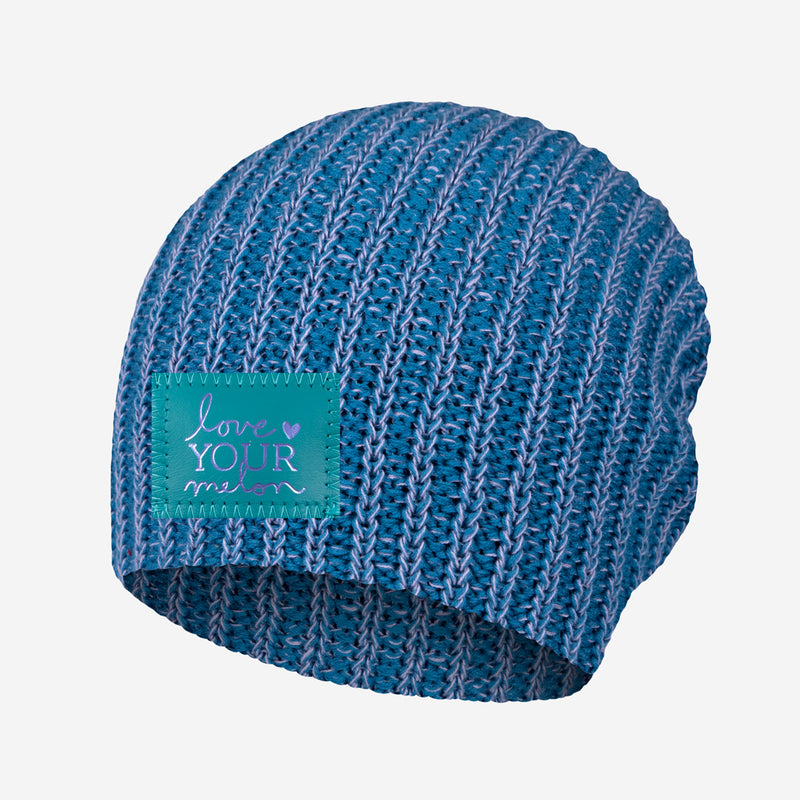 Dark Teal and Lavender Speckled Beanie