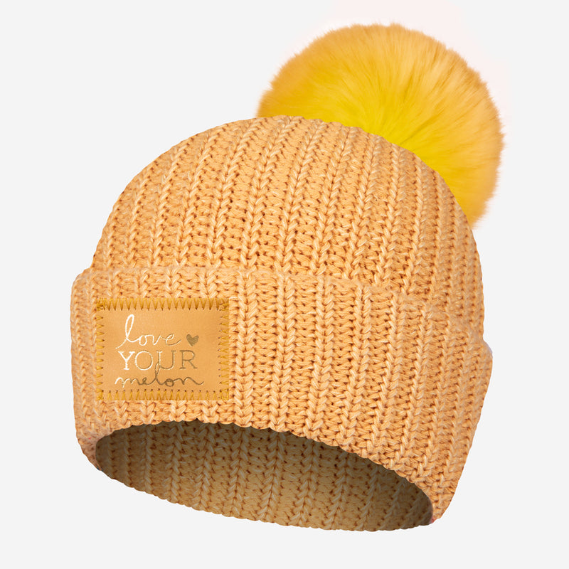 Mustard Yellow and Limelight Speckled Pom Beanie