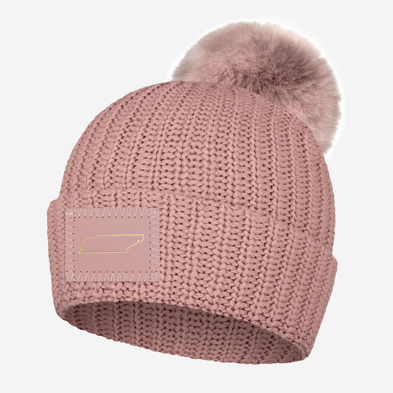 Tennessee Misty Rose Gold Foil Pom Beanie