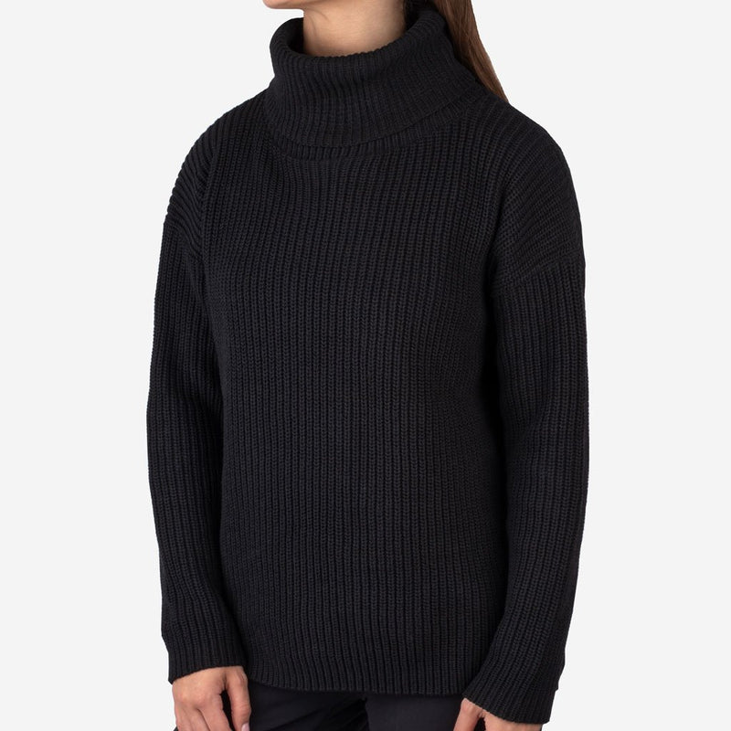 Black Knit High Cowl Sweater