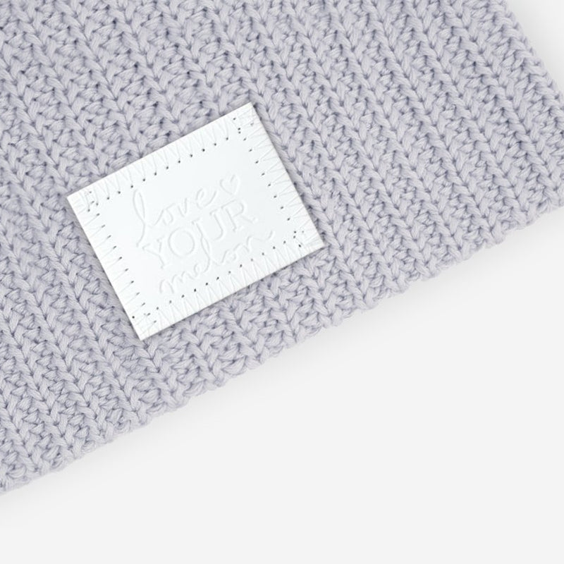 High Rise Gray Beanie (White Leather Patch)