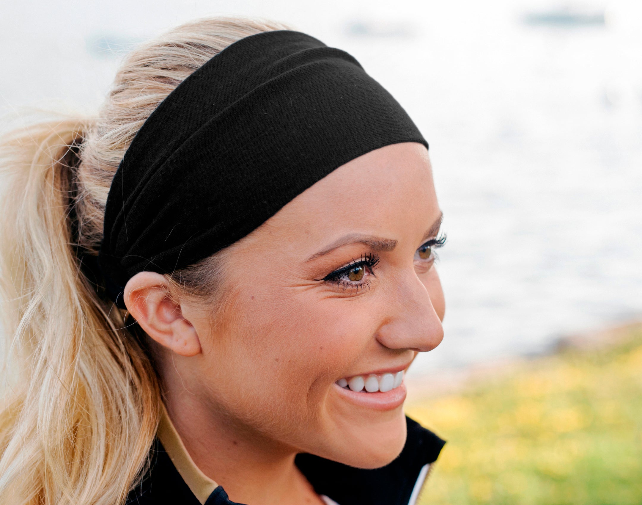 Black Tri-Blend Basic Scrunch Headband (Blank)