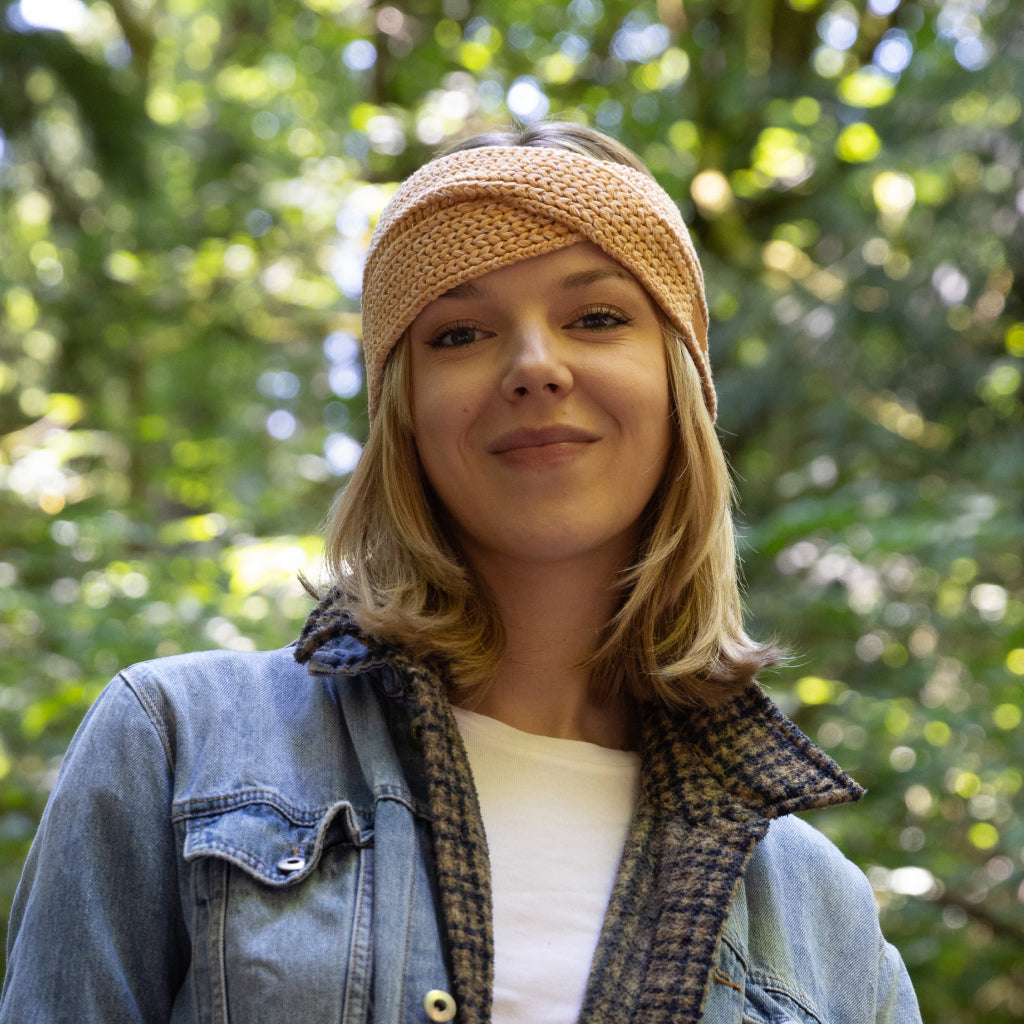 Camel and White Speckled CrissCross Headband Love Your Melon