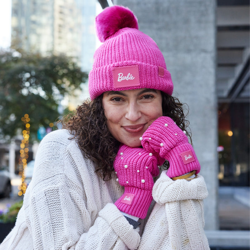 Barbie™ Hot Pink Pearled Knit Mittens