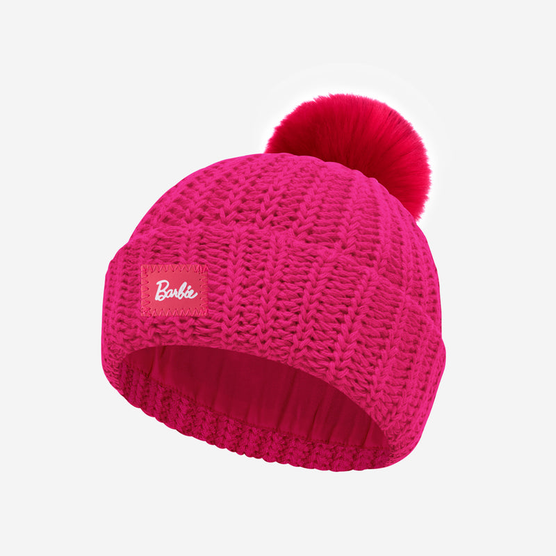 Barbie™ Toddler Neon Pink Satin Lined Pom Beanie