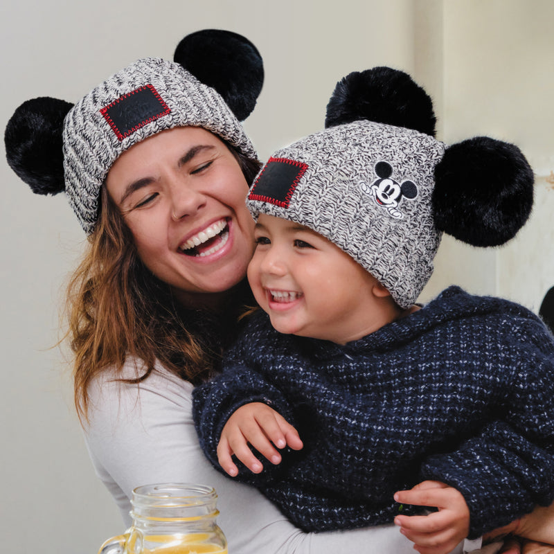 Minnie Mouse Black Speckled Double Pom Beanie