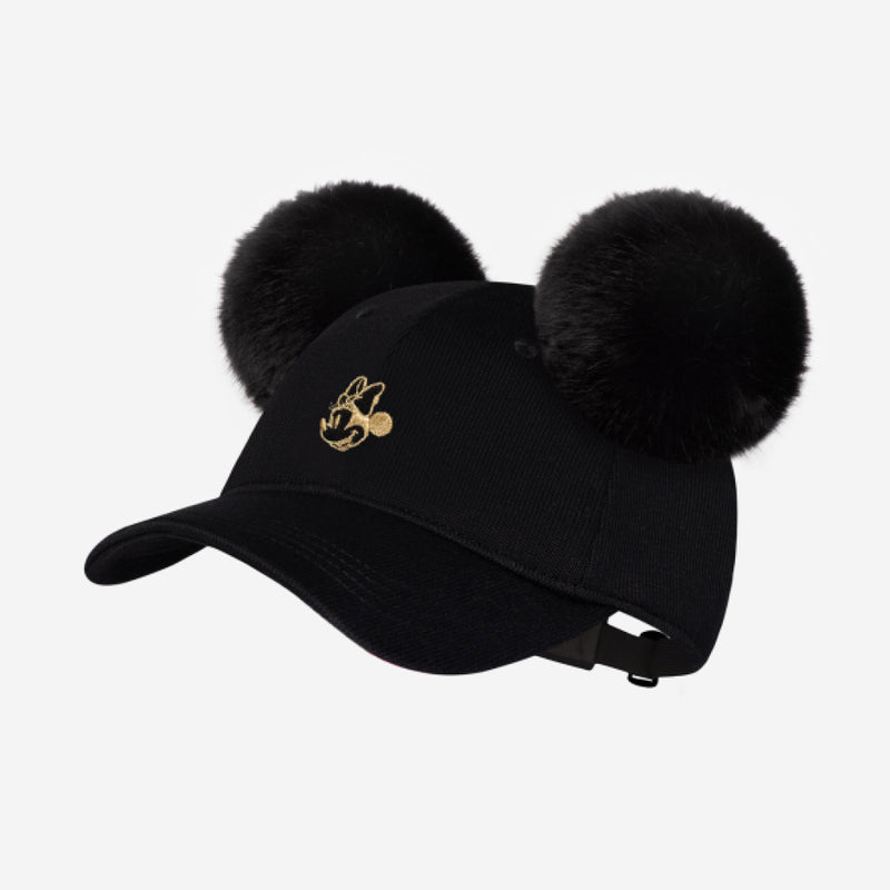Minnie Mouse Black Gold Foil Hero Cap with Pom Ears