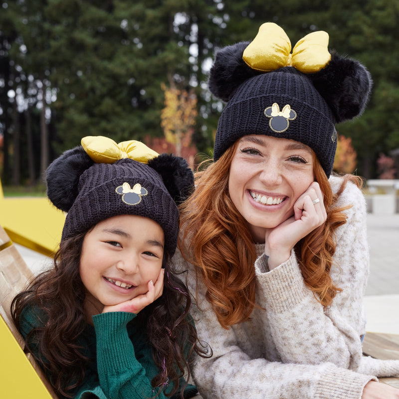 Disney's Minnie Mouse Kids Black Double Pom Beanie