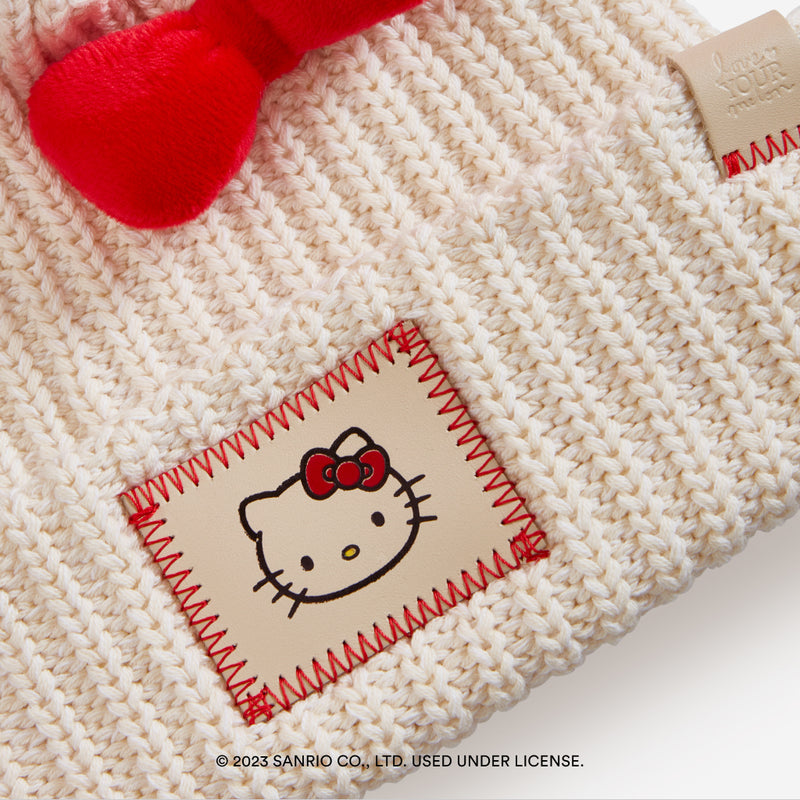 HELLO KITTY® White Speckled Pom Beanie with Bow