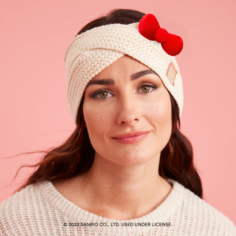 HELLO KITTY® White Speckled Criss-Cross Headband with Bow