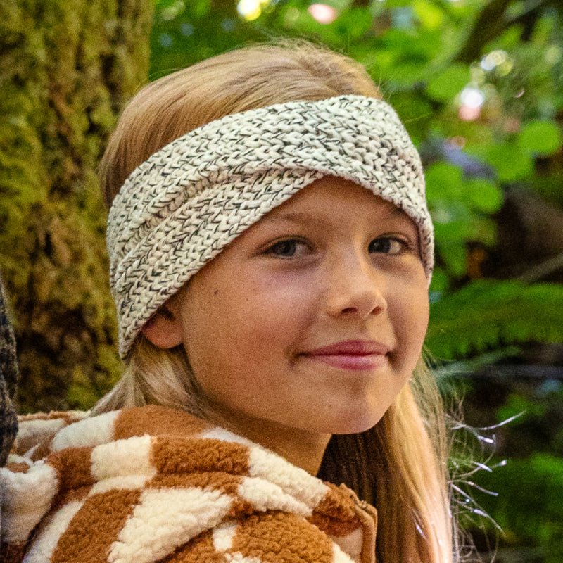 Kids Black Speckled Criss-Cross Knit Headband