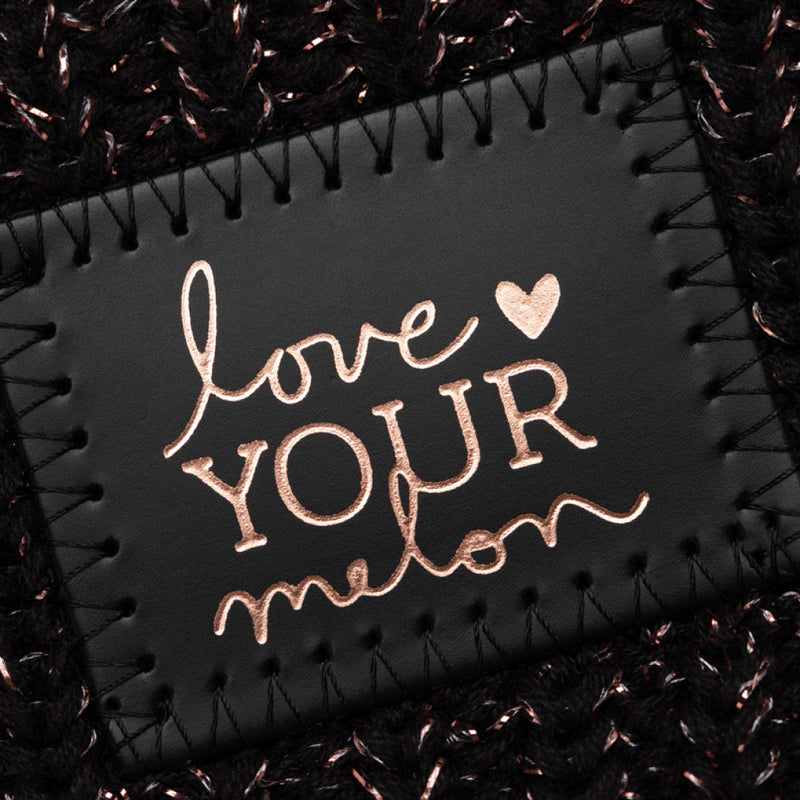 Love Your Melon Women's Black Speckled Metallic Gold Yarn Knit Shawl
