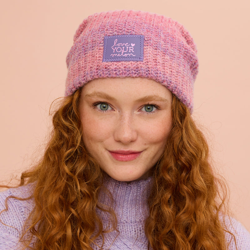 Pink and Light Purple Space Dye Beanie
