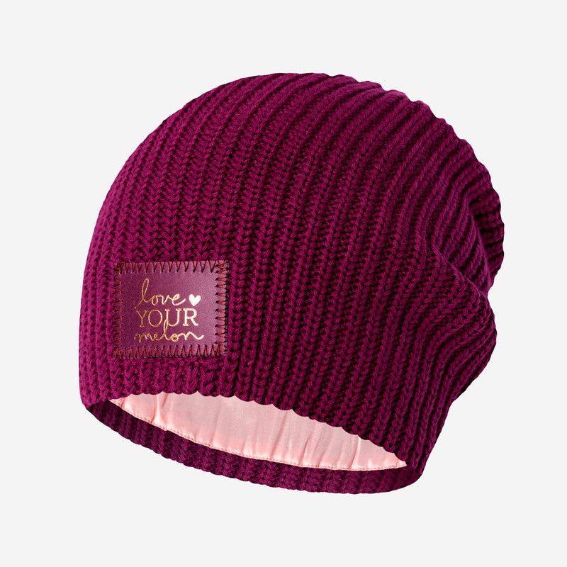 Mulberry Rose Foil Satin Lined Beanie