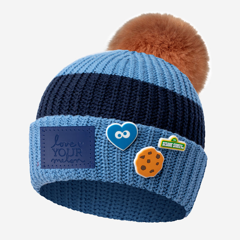 Cookie Monster Pom Beanie with Charms