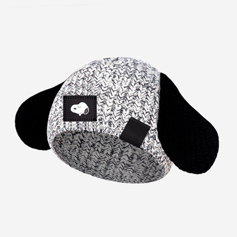 Snoopy Black Speckled Lightweight Baby Beanie with Ears