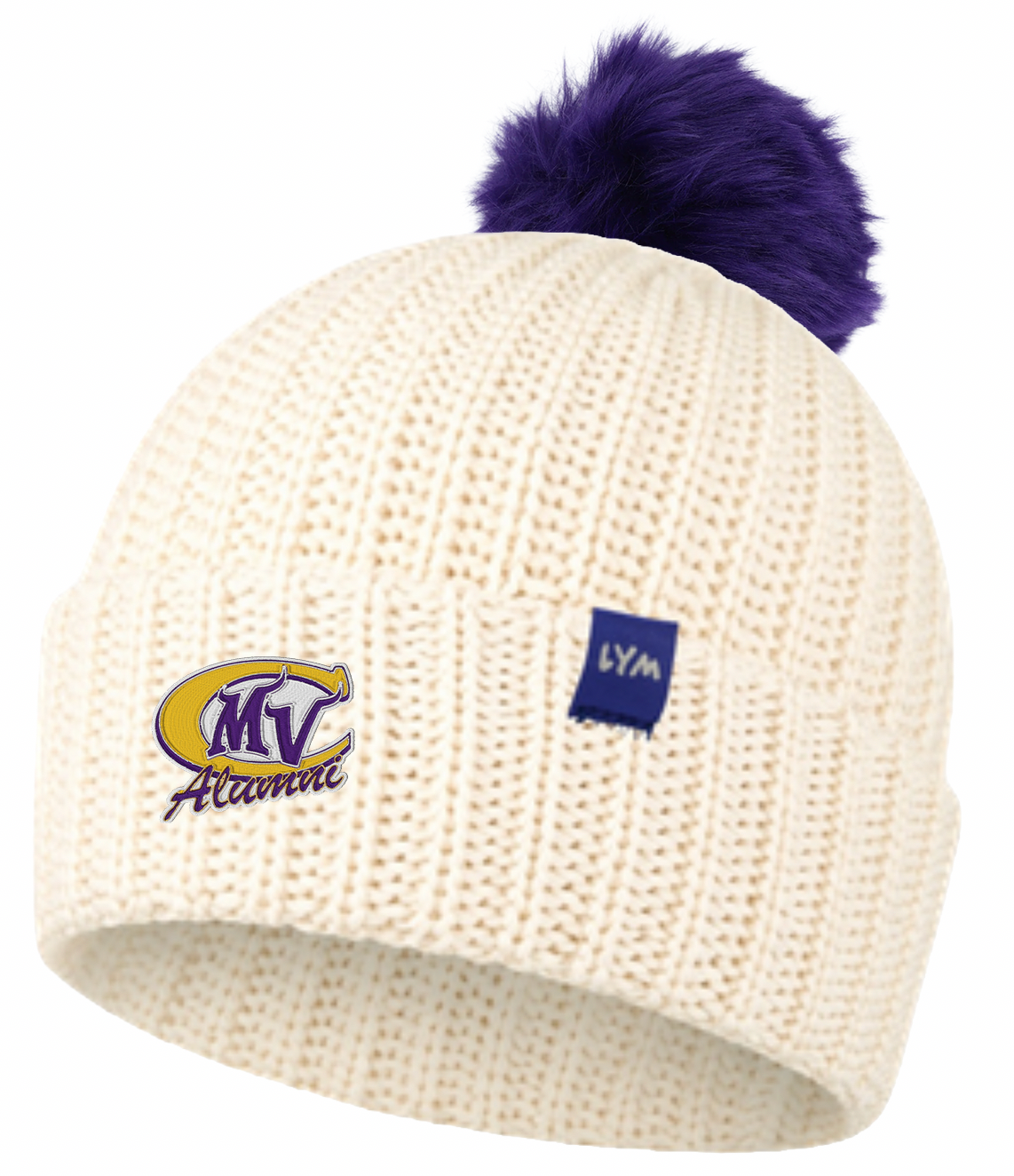 MVC Alumni White Speckled Essentials Pom Beanie