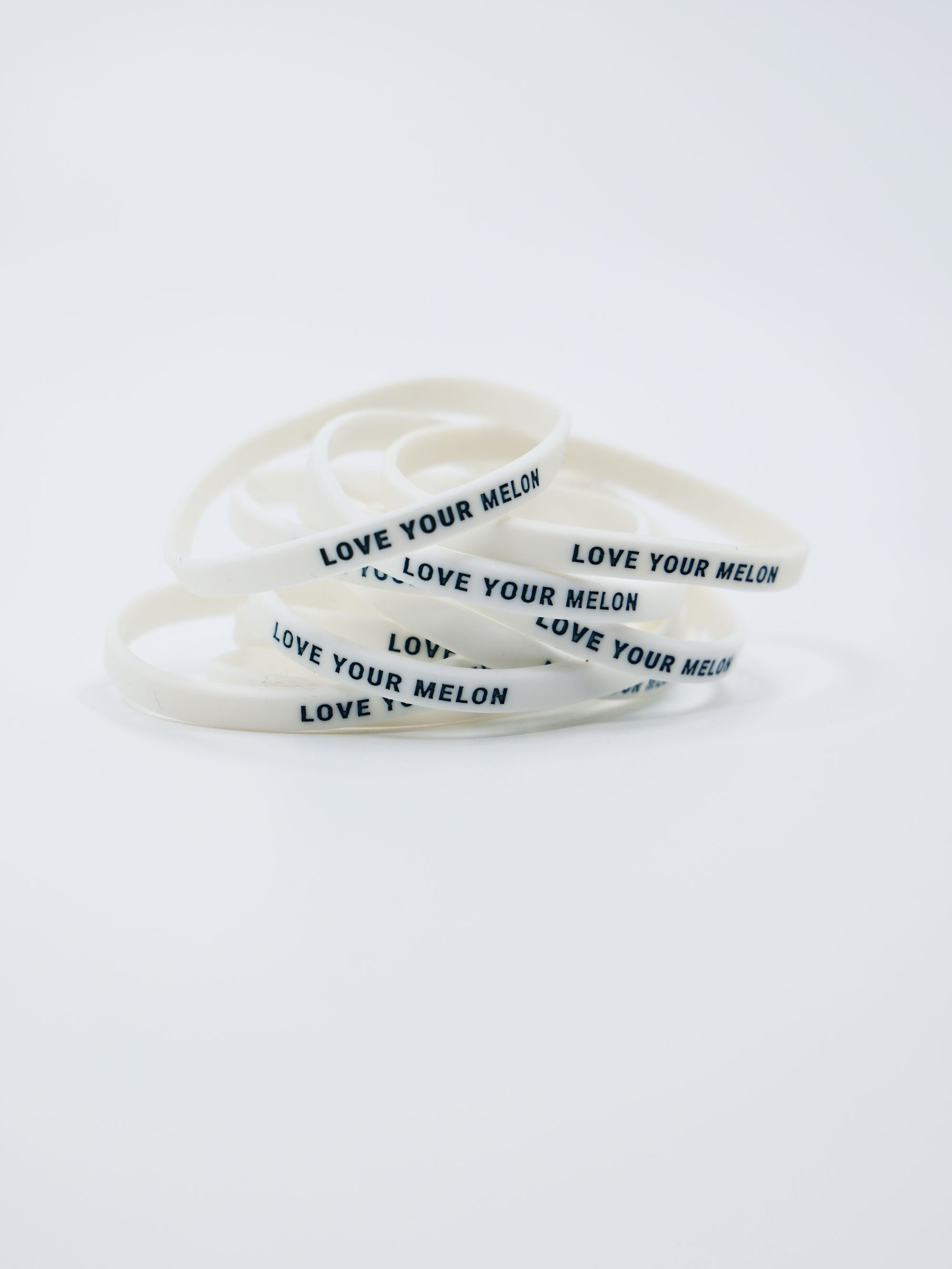 White Wristband w/ Navy Block Logo (10 Pack)