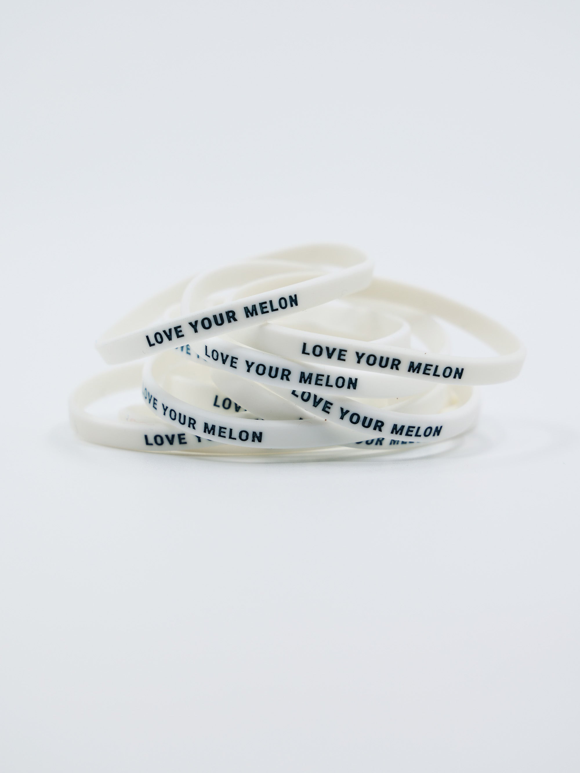 White Wristband w/ Navy Block Logo (10 Pack)