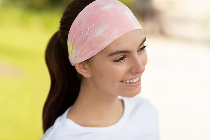 Coral and Yellow Tie Dye Scrunch Headband