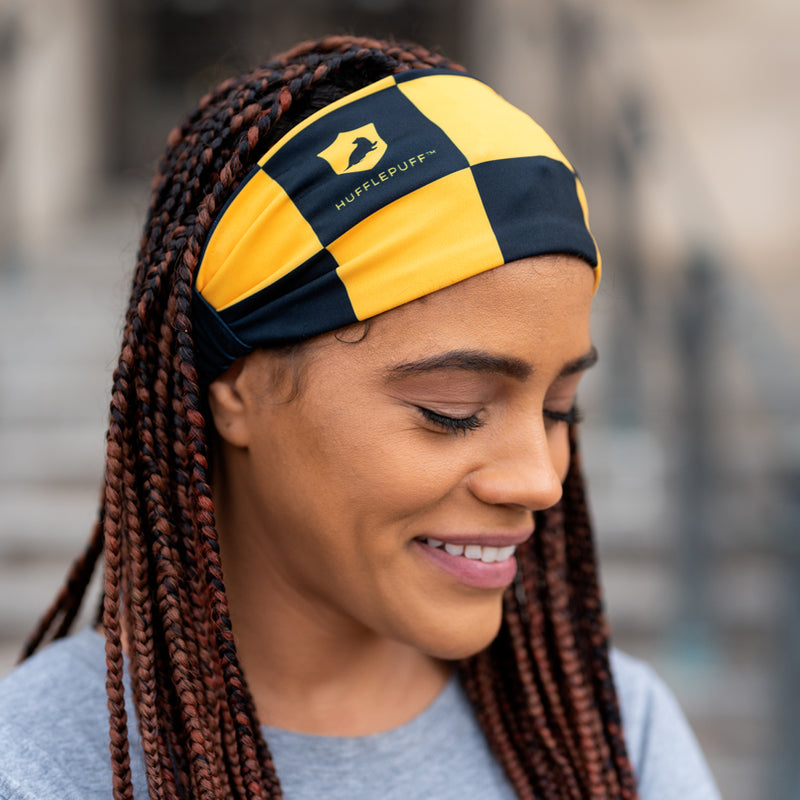 Hufflepuff™ Black and Gold Checkered Scrunch Headband