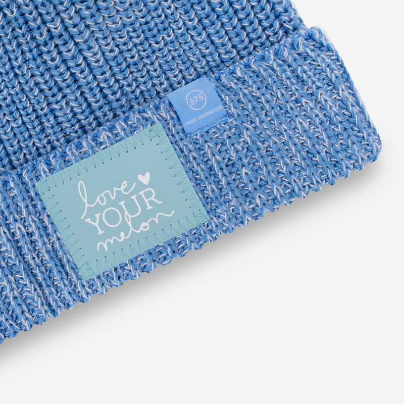 Soft Blue and White Speckled 37.5 Lightweight Cuffed Beanie
