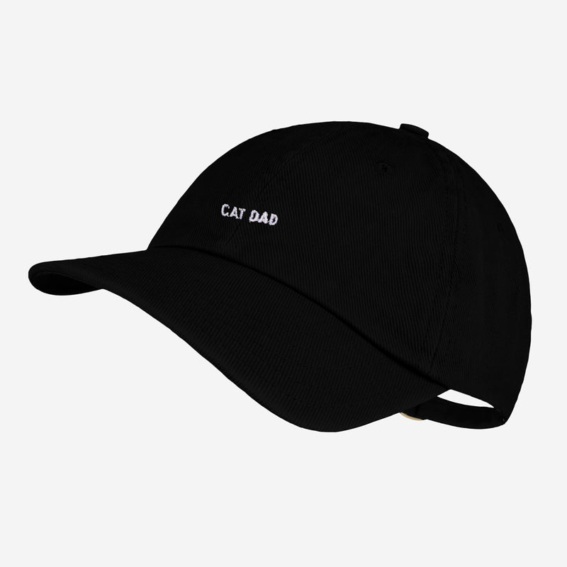 Cat Dad Black Washed Denim Cap